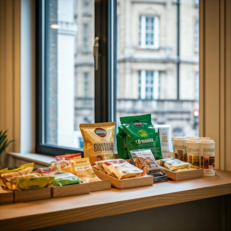 Snacks in an office on a table 768x768